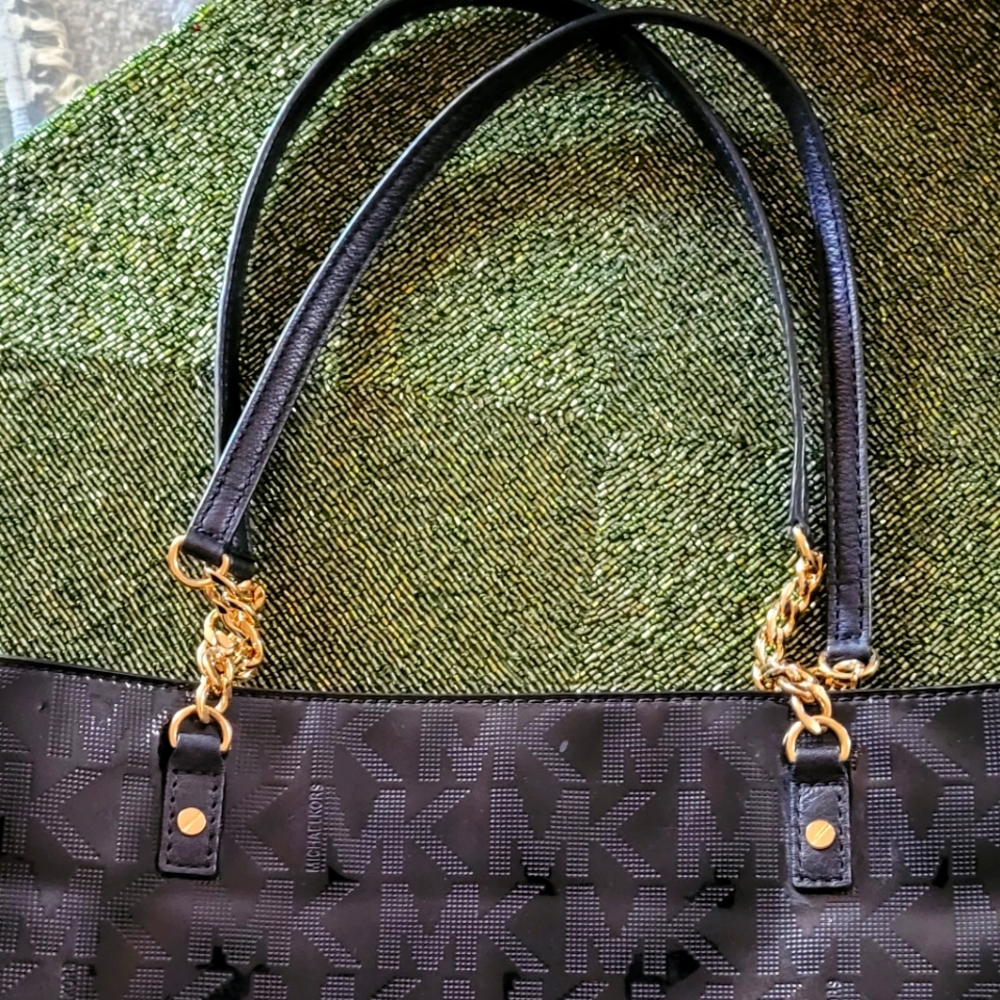MICHAEL Michael Kors Black  Signature Patent Leather Chain purse Available